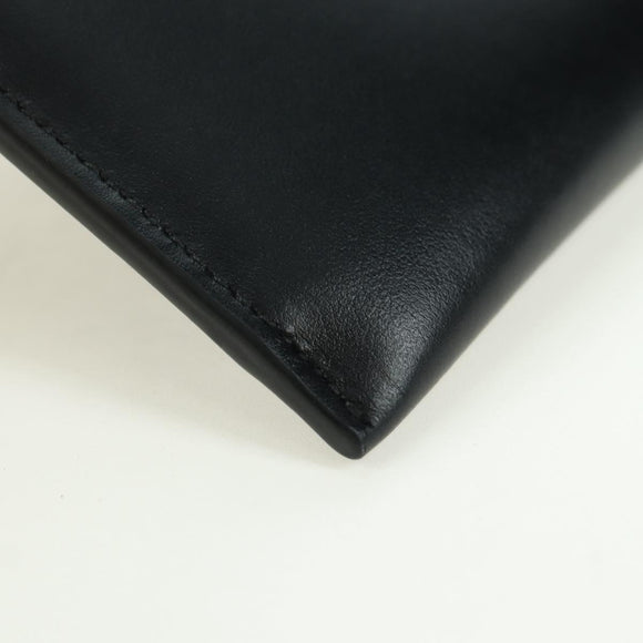 GUCCI L Shaped Round Long Wallet Leather Black Gold 573116 Auth am11415V