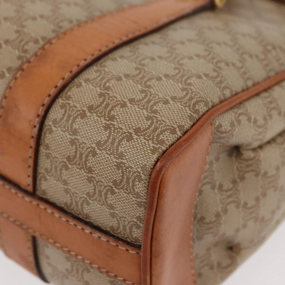 CELINE Macadam Canvas Handtas PVC Beige Goud Auth am11418A
