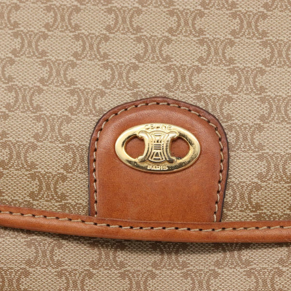 CELINE Macadam Canvas Handtas PVC Beige Goud Auth am11418A