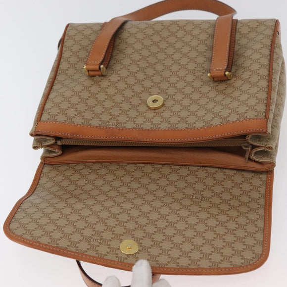 CELINE Macadam Canvas Handtas PVC Beige Goud Auth am11418A