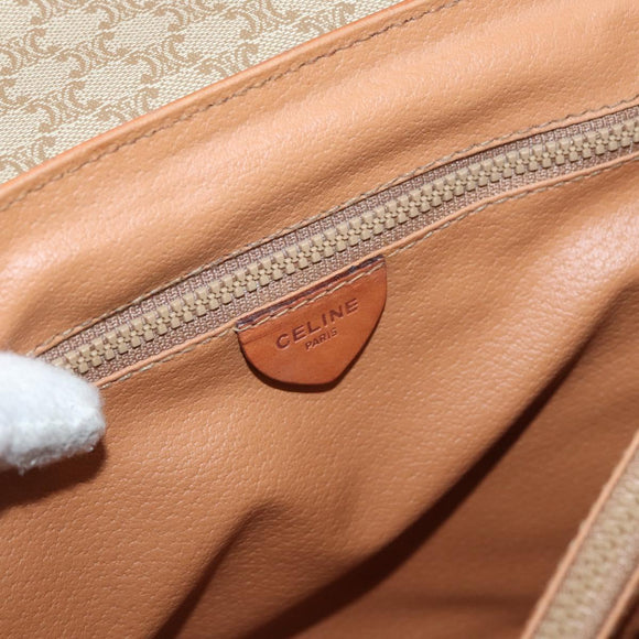 CELINE Macadam Canvas Handtas PVC Beige Goud Auth am11418A