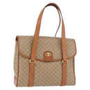 CELINE Macadam Canvas Handtas PVC Beige Goud Auth am11418A-1