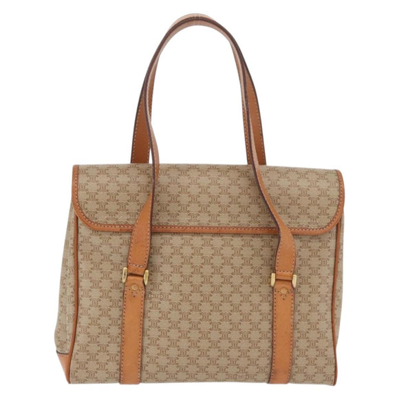CELINE Macadam Canvas Handtas PVC Beige Goud Auth am11418A