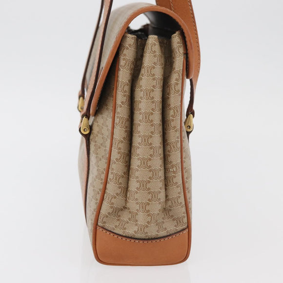CELINE Macadam Canvas Handtas PVC Beige Goud Auth am11418A