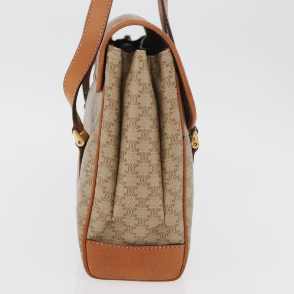 CELINE Macadam Canvas Handtas PVC Beige Goud Auth am11418A