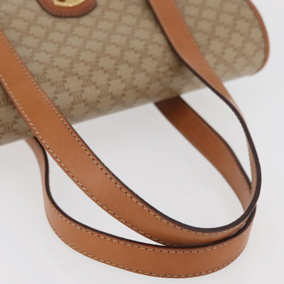 CELINE Macadam Canvas Handtas PVC Beige Goud Auth am11418A