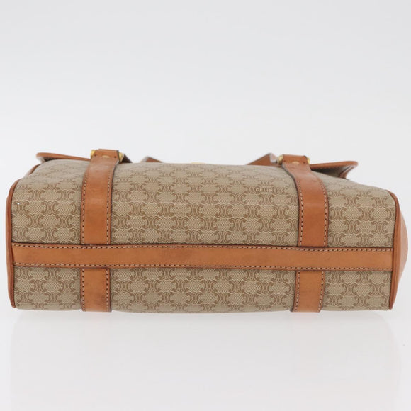 CELINE Macadam Canvas Handtas PVC Beige Goud Auth am11418A