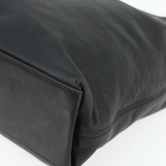 CHANEL Tote Bag Lamb Skin Black Gold CC Auth am11422A