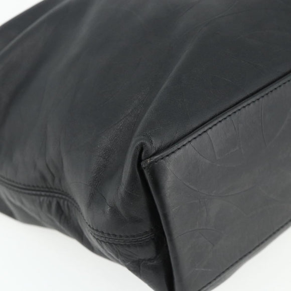 CHANEL Tote Bag Lamb Skin Black Gold CC Auth am11422A