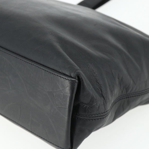 CHANEL Tote Bag Lamb Skin Black Gold CC Auth am11422A