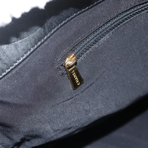 CHANEL Tote Bag Lamb Skin Black Gold CC Auth am11422A