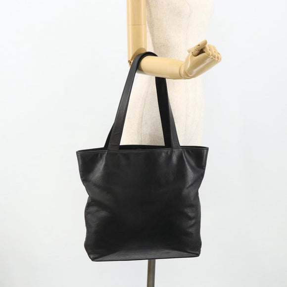 CHANEL Tote Bag Lamb Skin Black Gold CC Auth am11422A