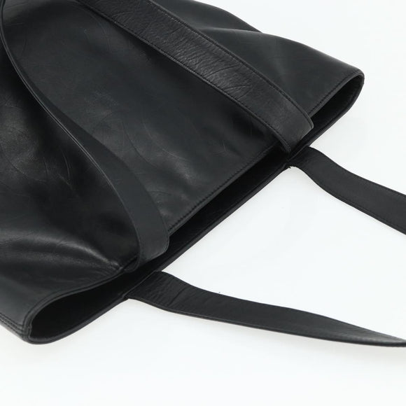 CHANEL Tote Bag Lamb Skin Black Gold CC Auth am11422A