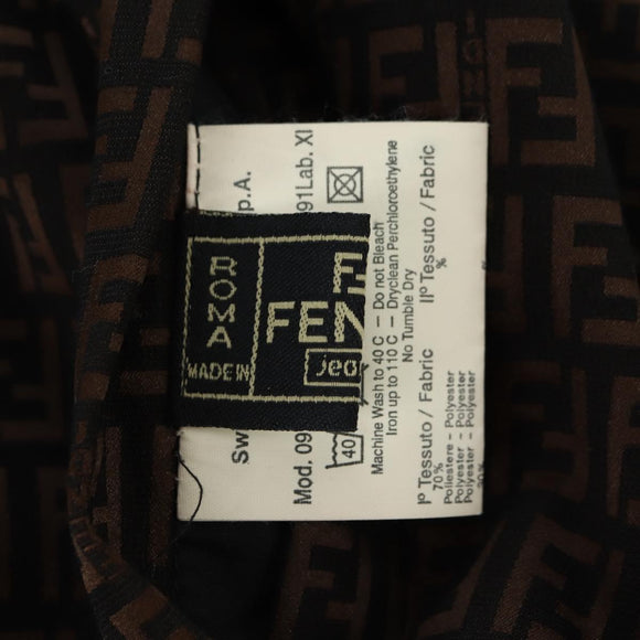 FENDI Zucchino Canvas Reversible Blouson Jacket Dark Brown Auth am11425V