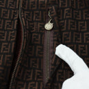 FENDI Zucchino Canvas Reversible Blouson Jacket Dark Brown Auth am11425V-8