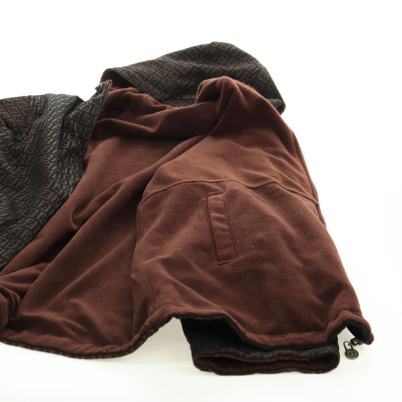 FENDI Zucchino Canvas Reversible Blouson Jacket Dark Brown Auth am11425V