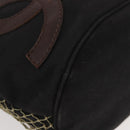 CHANEL Fishnet Camellia Clover Rope Bag Canvas Black Silver CC Auth am11426A-10