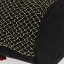 CHANEL Fishnet Camellia Clover Rope Bag Canvas Black Silver CC Auth am11426A-12