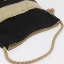 CHANEL Fishnet Camellia Clover Rope Bag Canvas Black Silver CC Auth am11426A-6
