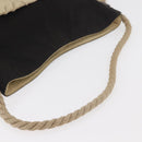 CHANEL Fishnet Camellia Clover Rope Bag Canvas Black Silver CC Auth am11426A-7