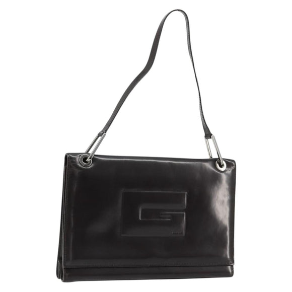 GUCCI Shoulder Bag Patent leather Black Silver 001 3033 Auth am11430