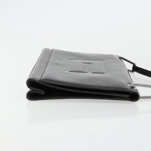 GUCCI Shoulder Bag Patent leather Black Silver 001 3033 Auth am11430