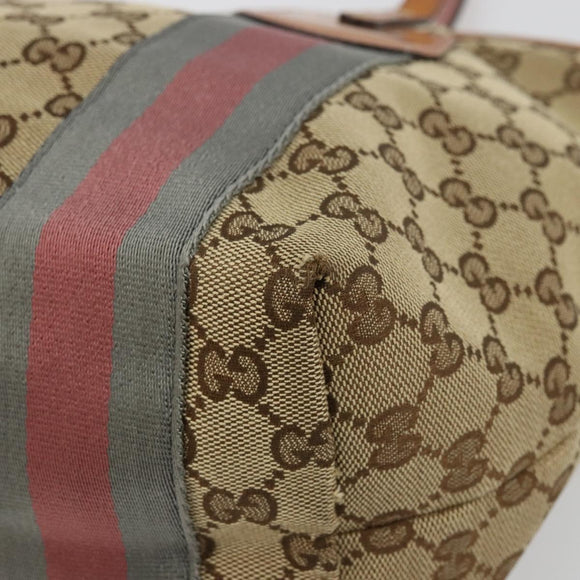 GUCCI GG Canvas Sherry Line Tote Bag Beige Gold 211971 Auth am11431