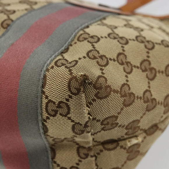 GUCCI GG Canvas Sherry Line Tote Bag Beige Gold 211971 Auth am11431