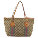 GUCCI GG Canvas Sherry Line Tote Bag Beige Gold 211971 Auth am11431-2