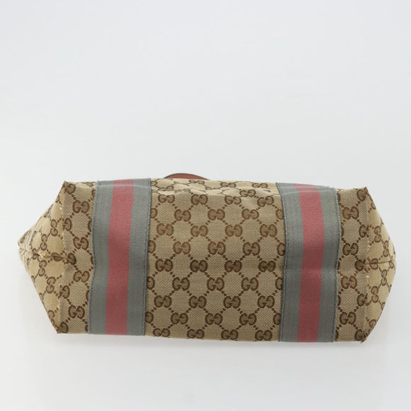 GUCCI GG Canvas Sherry Line Tote Bag Beige Gold 211971 Auth am11431