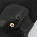 PRADA Tote Bag Nylon Leather Black Gold Auth am11435-9