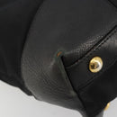 PRADA Tote Bag Nylon Leather Black Gold Auth am11435-14