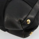 PRADA Tote Bag Nylon Leather Black Gold Auth am11435-16