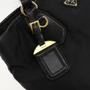PRADA Tote Bag Nylon Leather Black Gold Auth am11435-10