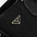 PRADA Tote Bag Nylon Leather Black Gold Auth am11435-17