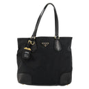 PRADA Tote Bag Nylon Leather Black Gold Auth am11435-13