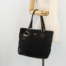 PRADA Tote Bag Nylon Leather Black Gold Auth am11435-23