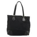 PRADA Tote Bag Nylon Leather Black Gold Auth am11435-2
