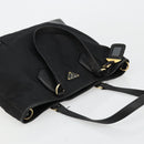 PRADA Tote Bag Nylon Leather Black Gold Auth am11435-6