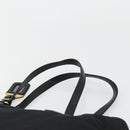 PRADA Tote Bag Nylon Leather Black Gold Auth am11435-8