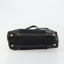 PRADA Tote Bag Nylon Leather Black Gold Auth am11435-5