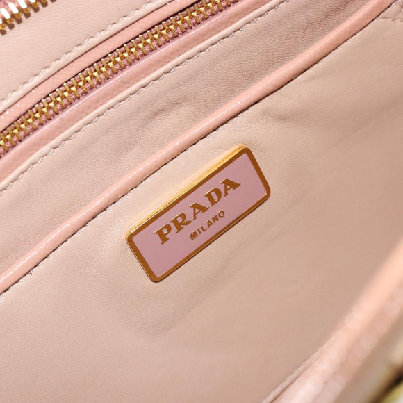 PRADA Shoulder Bag Patent leather Pink Gold Auth am11436