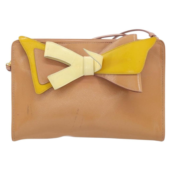 PRADA Shoulder Bag Patent leather Pink Gold Auth am11436