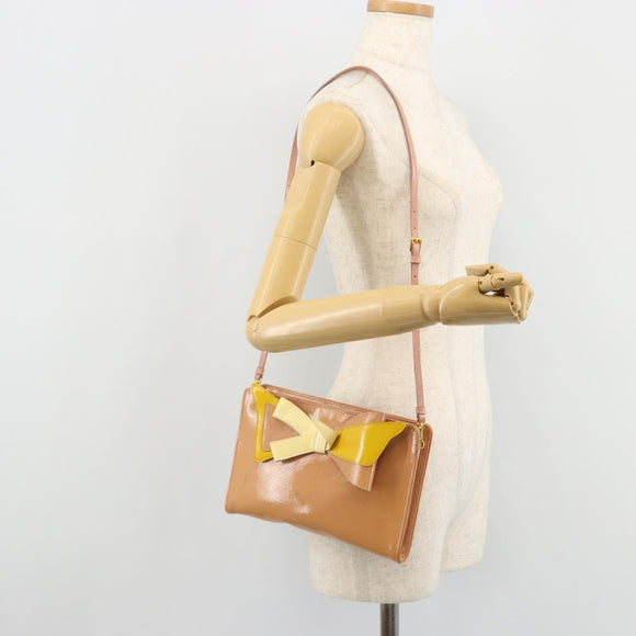 PRADA Shoulder Bag Patent leather Pink Gold Auth am11436