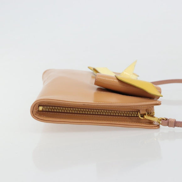 PRADA Shoulder Bag Patent leather Pink Gold Auth am11436