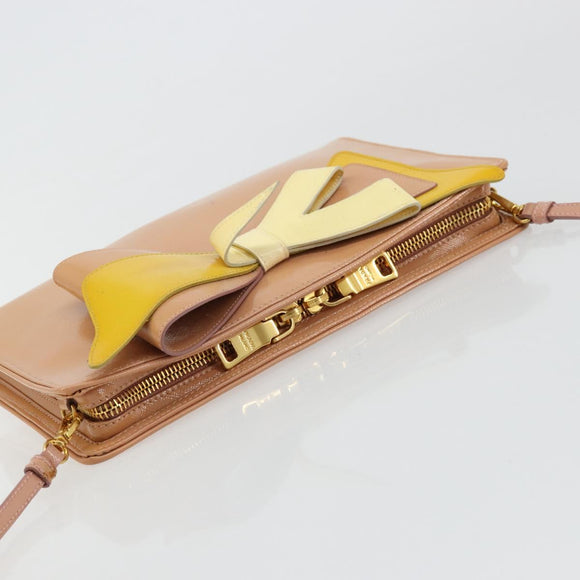 PRADA Shoulder Bag Patent leather Pink Gold Auth am11436