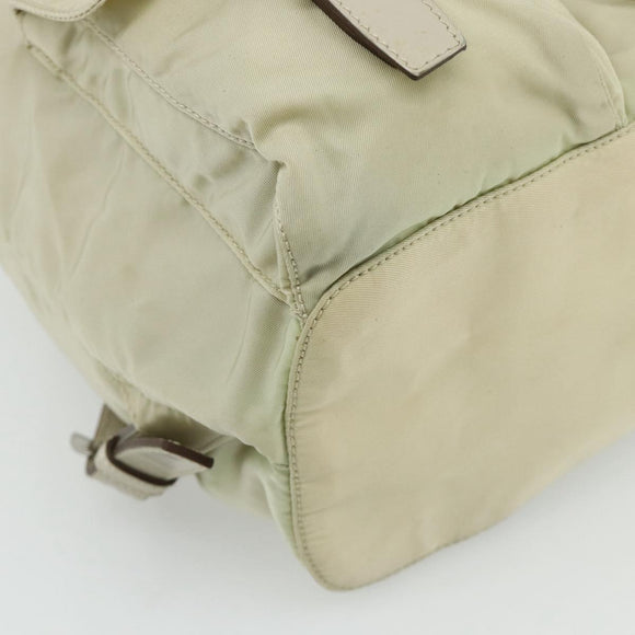 PRADA Backpack Nylon Ivory Silver Auth am11437