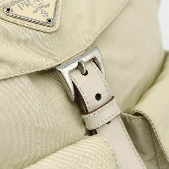 PRADA Backpack Nylon Ivory Silver Auth am11437