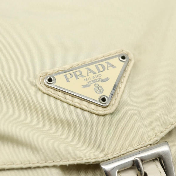 PRADA Backpack Nylon Ivory Silver Auth am11437