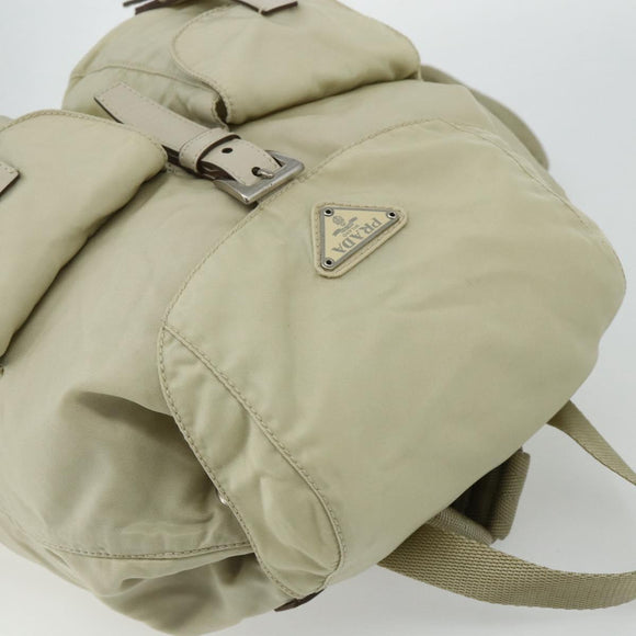 PRADA Backpack Nylon Ivory Silver Auth am11437